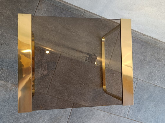 Italian 1970s Brass & Smoked Glass Side Table (photo 5 of 8)