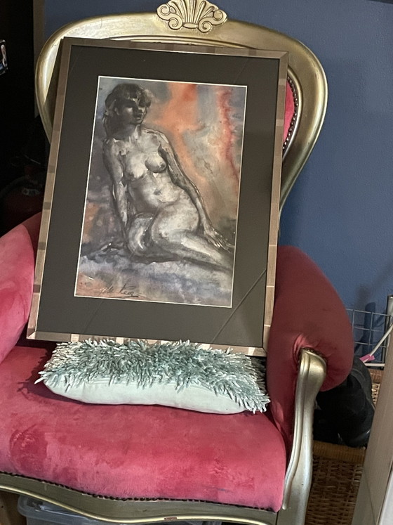 Image 1 of Deux ivrognes nus signés H Veer, tout comme le grand tableau hérité.