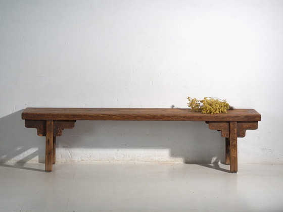 Antique long low bench in elm wood – China, circa 1930 – Benches (photo 40 of 40)