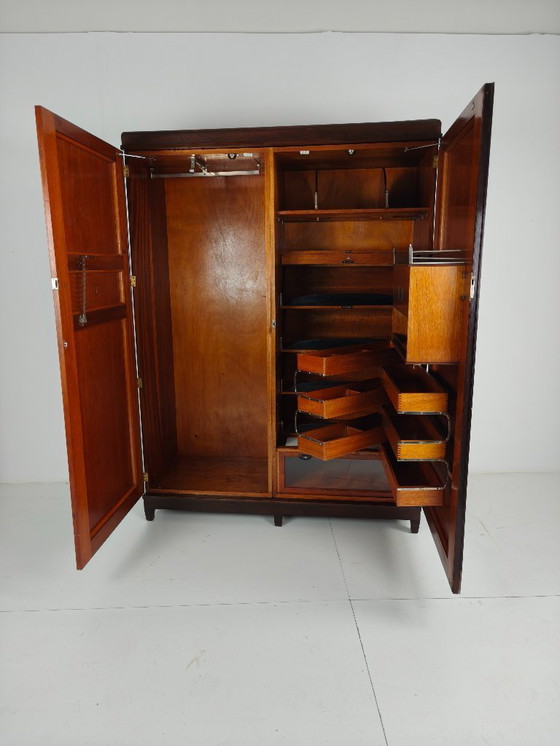 Image 1 of Beautiful English Art Deco Compactom Ltd Men's Wardrobe from the 1920s