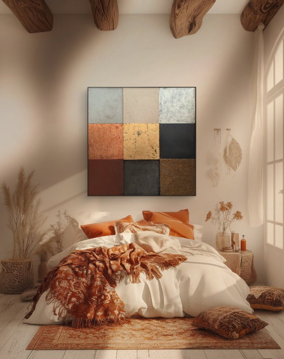 Image 1 of Concrete & Gold Composition 120 x 120 cm