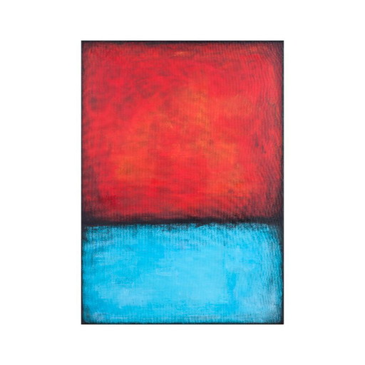 Red and Blue original minimalist abstract modern painting on stretched canvas