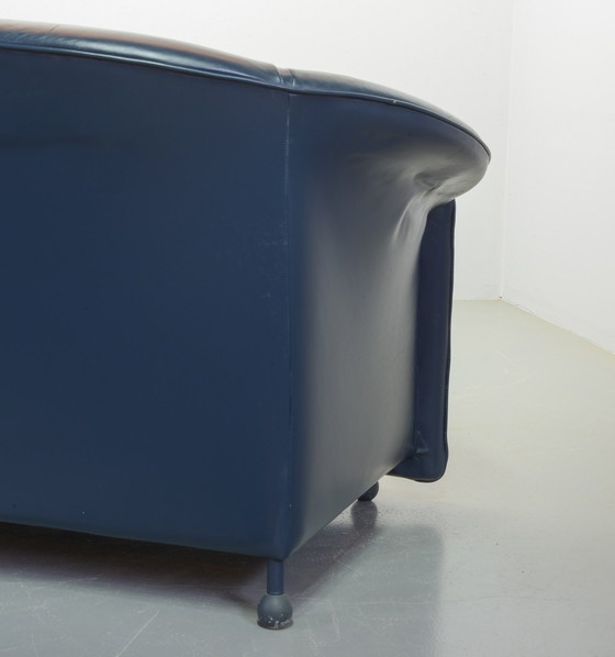 Image 1 of Wittmann Petrol Blue Soft Leather Two-Seat Sofa, Model Aura Designed by Paolo Piva. Austria, 1980s.