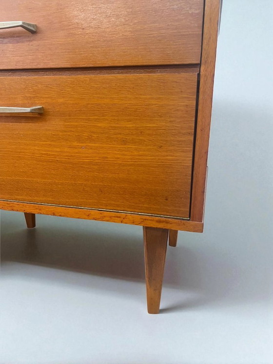 Image 1 of Vintage nachtkastje in Mid Century stijl | bijzettafeltje met lade & klep | retro jaren 50/60