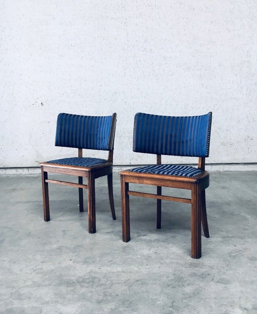 Art Deco Curved Back Side Chair Set, France 1930's