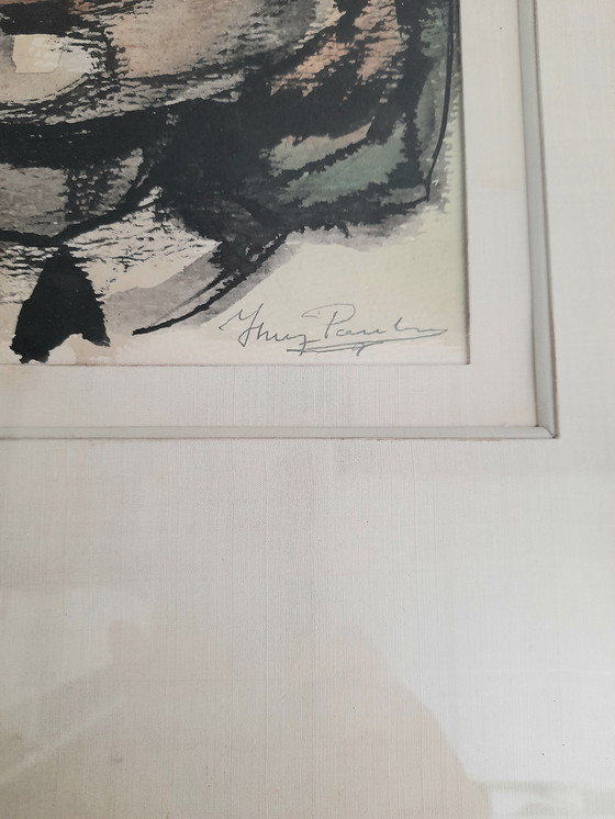 Image 1 of Portrait Jeune Fille Années 50 Aquarelle Signée