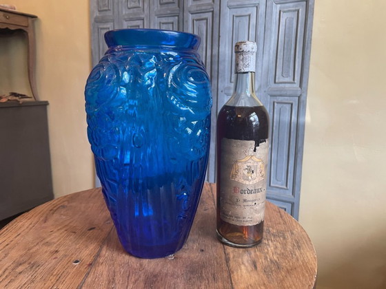 Image 1 of Art Deco Vase 1930 Cobalt Blue French