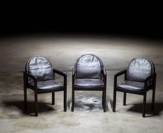 Image 1 of Sedie Bulo in pelle vintage – set da 6 – design belga