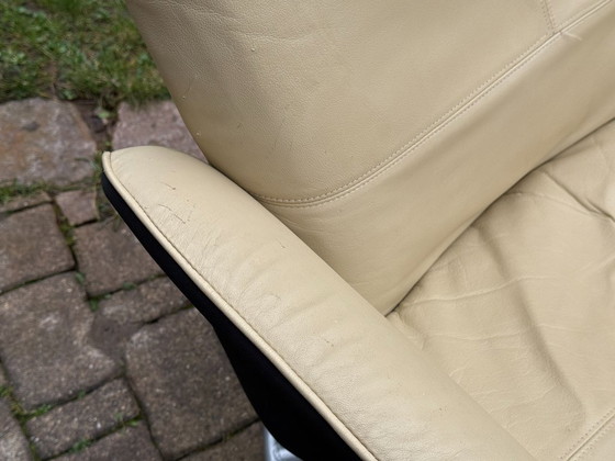 Image 1 of Vintage Ikea Malung armchair & footstool, 1999, cream white, 90s design