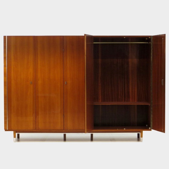 Image 1 of Grote 5-deurs vintage design kledingkast in teak, 1960s
