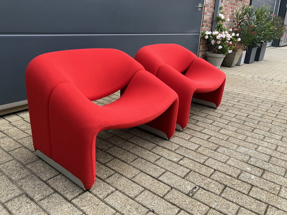 Image 1 of 2x sedie Artifort Groovy F598 M in tessuto originale, in ottime condizioni!