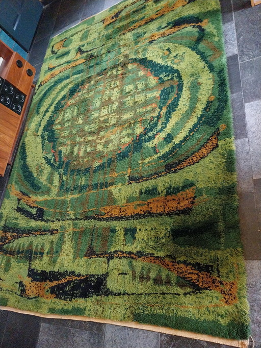 1 x Desso Psychedelic Großtapete aus den 1970er Jahren (2 x 3 m) in Grün-Orange