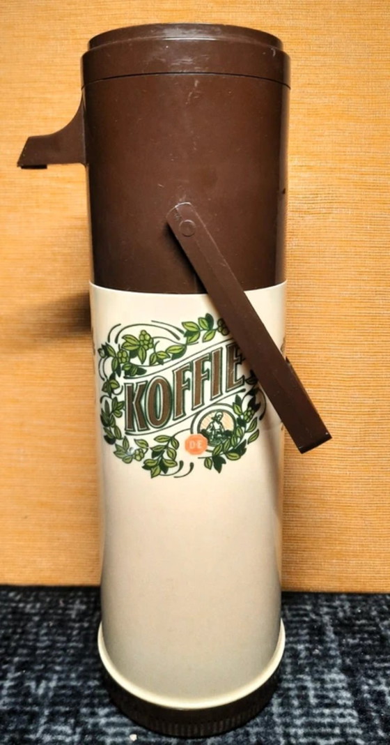 Image 1 of Vintage Douwe Egberts (V203) set jaren '70 – opaline thee/koffie potten + airpot 34 cm