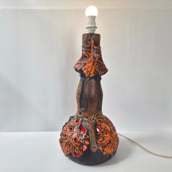 Image 1 of BELANGRIJKE VINTAGE KERAMISCHE LAMP UIT 1970 MET DUBBELE ONTSTEKING, JAREN 70, WEST-DUITSLAND