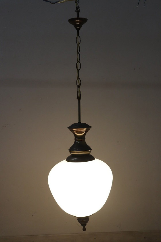 Image 1 of Hängeleuchte aus Messing und Glas, 1960er Jahre
