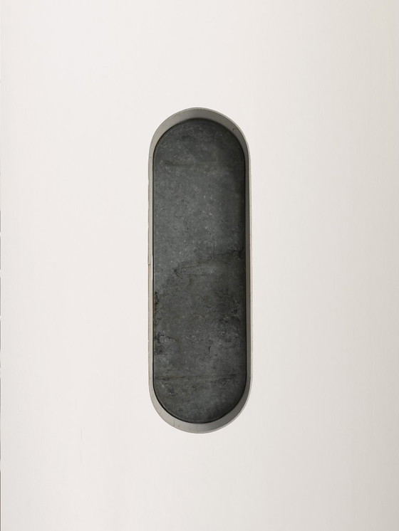 Image 1 of Scandinavian oval planter in metal and teak