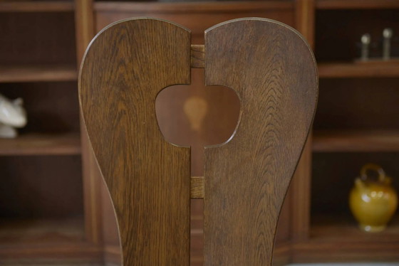 Brutalist pair of chairs by De Puydt in oak, 1960s. – Dining chairs (photo 2 of 9)