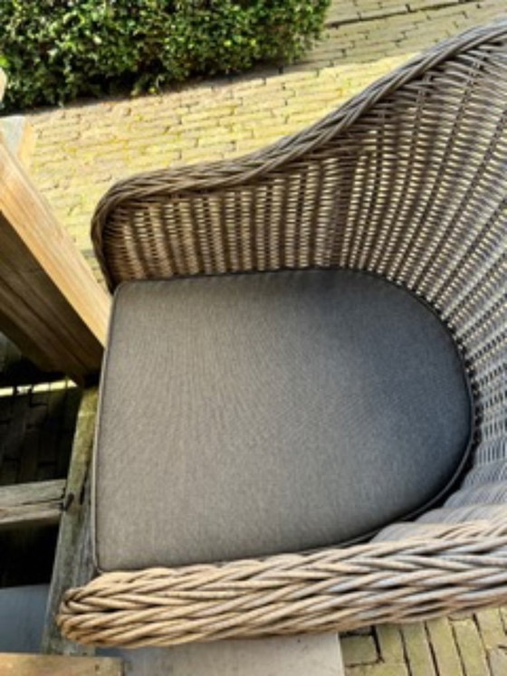 Image 1 of 6x, taupekleurige, waterafstotende buitenkussens voor tuinstoel 