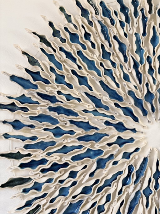 Unique and Handmade Wall Decoration of Ceramic (Porcelain) and Blue Glaze – wanddecoratie (photo 2 of 5)