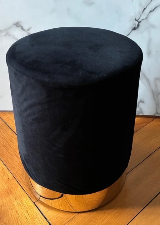 pouf cilindrico in velluto nero