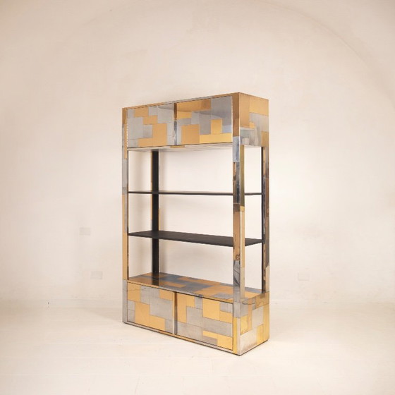 Paul Evans Cityscape Brass and Stainless Steel Bookcase, First Series, 1971 (photo 3 of 29)