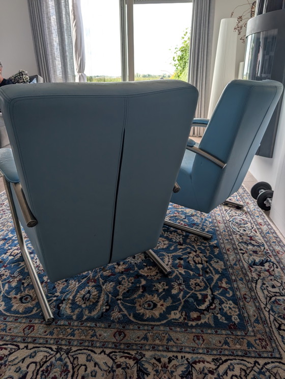 2 sillones Pelle Divani. Azul claro. – Leather (photo 3 of 5)