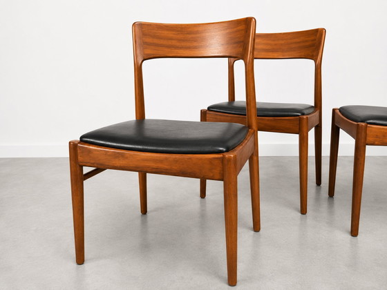 Image 1 of 4 chaises Scandinave teck cuir 1960 vintage