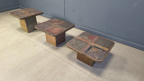 Image 1 of Vintage brutalist slate stone nesting by Design Studio Stam, 1990s