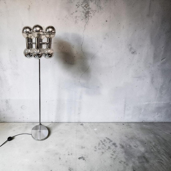 Lampada da terra Vintage Space Age Staff Motoko Ishii, anni '70, design moderno – Lampade da terra, Chrome (photo 9 of 12)
