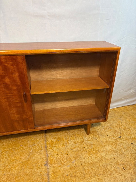Image 1 of Mid Century Retro Teak & Glass Bookcase by Herbert E. Gibbs Circa 1960  A stylish and elegant mid century modern teak and glass 