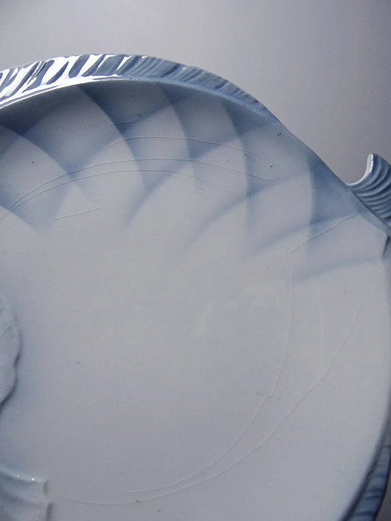 Vintage Czechoslovakian Faience Fish Service, 6 Plates and a Platter, Crockery, Ceramic, White (photo 12 of 14)