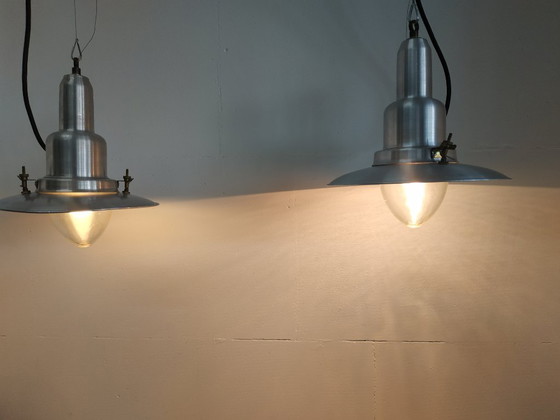 Image 1 of Set of unique and rare 'small' vintage Ucello fisherman's lamps ceiling lamp