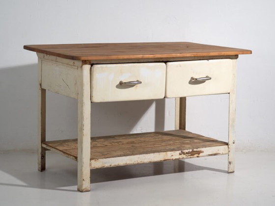 Tavolo da lavoro industriale con cassetti (c.1940) #75 – Tavoli da pranzo, Iron, Rustic (photo 6 of 40)