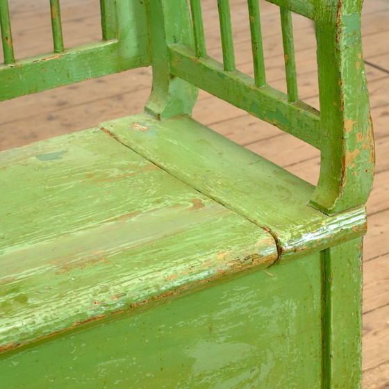 Panca antica in pino con contenitore, anni '900 – Panche, Legno (photo 11 of 17)