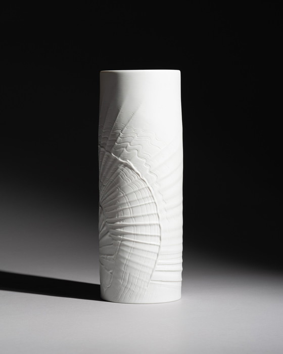 Image 1 of XL Rare Rosenthal Studio-Linie Vase OP ART Martin Freyer Bisque Porcelain H33cm