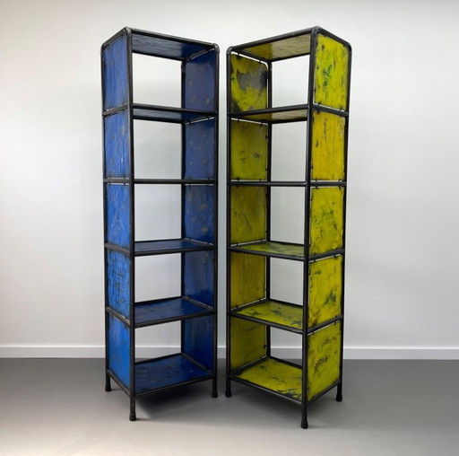 2 unique industrial metal cabinets