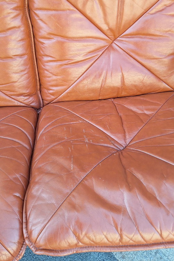 Image 1 of Banquette scandinave en bois et cuir par Soda Galvano pour Liebe Mobel