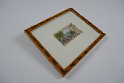 Miniature - Busy street with kiosk.