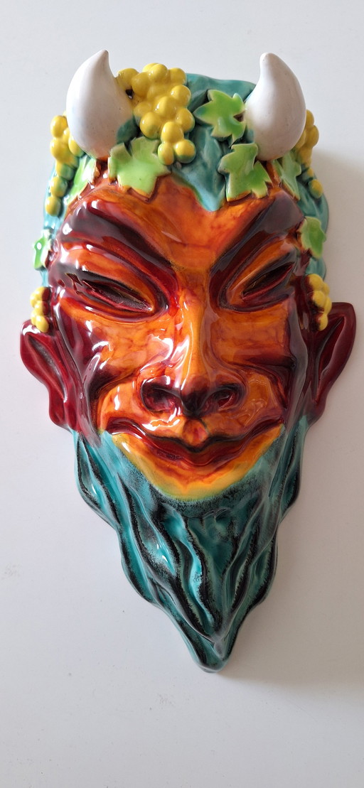 Vintage Keramisch masker van een Faun