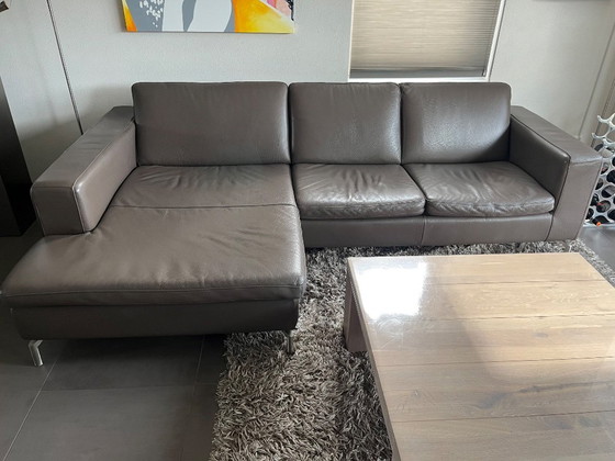 Natuzzi 2-Sitzer-Sofa mit Lounge-Bereich, taupefarbenes Leder – Chaise longue, Leather (photo 4 of 18)