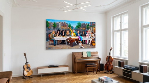 La Cène à Amsterdam | Freddie Mercury, Elton John & Michael Jackson 6 mm Gallery Print 120x 67,5 cm