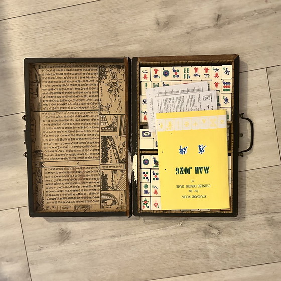 Image 1 of Antiek zeldzaam Mahjong spel