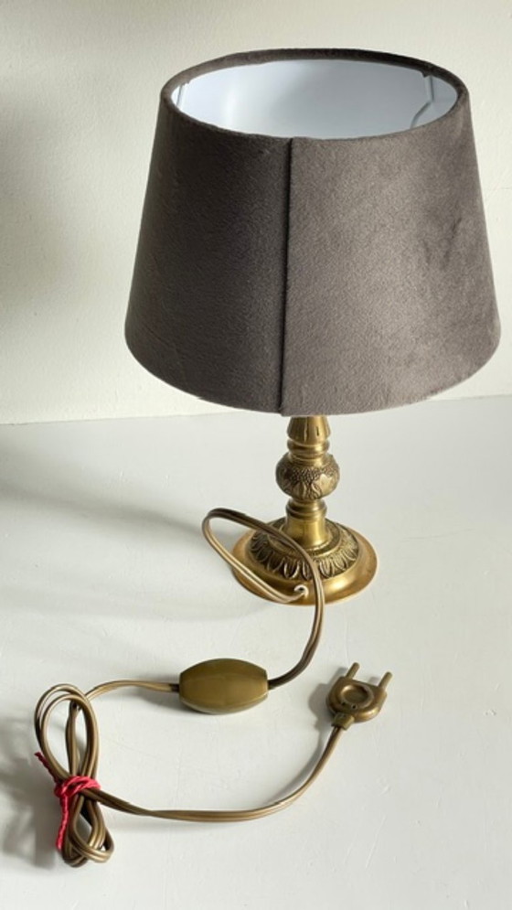 Lampada da Tavolo VINTAGE in Ottone Massiccio e Velluto – Lampade da tavolo (photo 13 of 16)