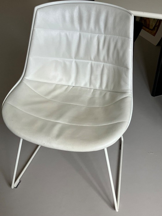 6x Sedia Flow italiana 0520 bianco lucido con imbottitura in pelle naturale – Flow Chair, Sedie da pranzo, MDF (photo 4 of 5)