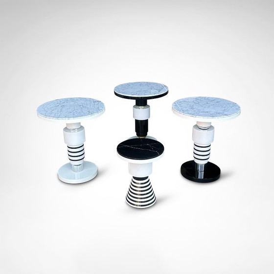 Image 1 of hand crafted side table of ceramic and marble in memphis style by Casalto 2020, set of 4
