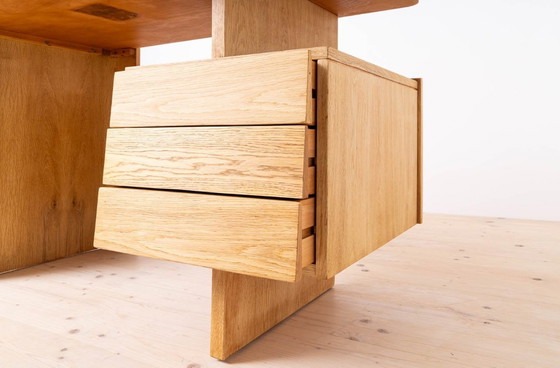Image 1 of Postmodern Desk, Writing Table by Bohumil Landsman, Oak Veneer, 1970s