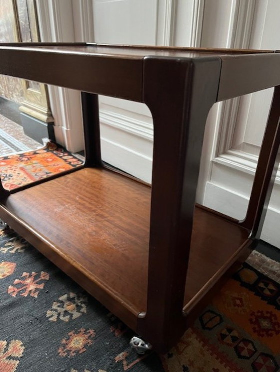 Image 1 of Chariot de style danois vintage, table d'appoint en teck