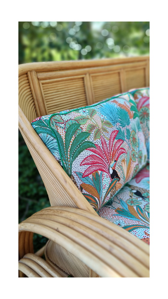 Image 1 of Divano tropicale vintage in bambù e rattan