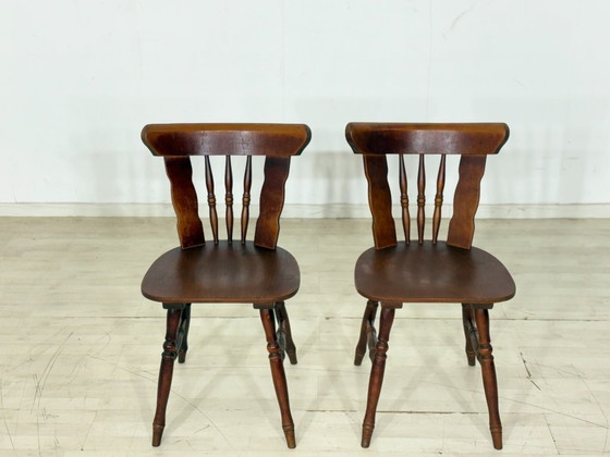 Image 1 of Set of 4 vintage wooden chairs – country style dining chairs / chairs