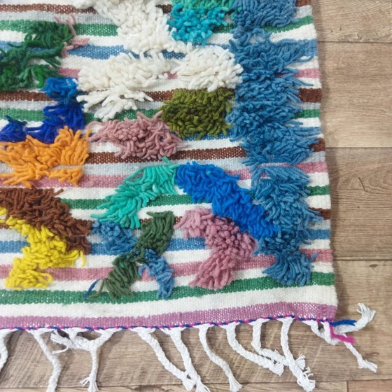 Image 1 of Berber-Psychedelic-Teppich aus Naturwolle – Handgefertigtes Unikat (257 × 144 cm)